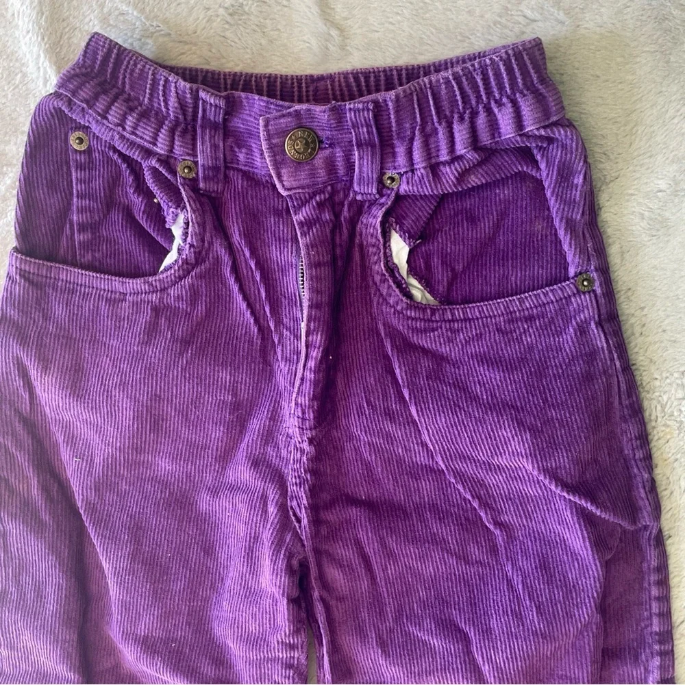 New Legends Purple Kids Corduroy Pants size 7 elastic waist 100% cotton